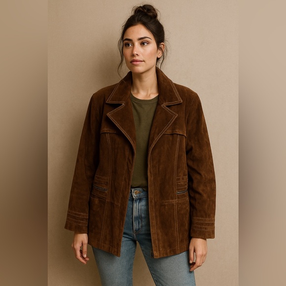 Vintage Jackets & Blazers - Vintage 90s suede leather jacket size 1X